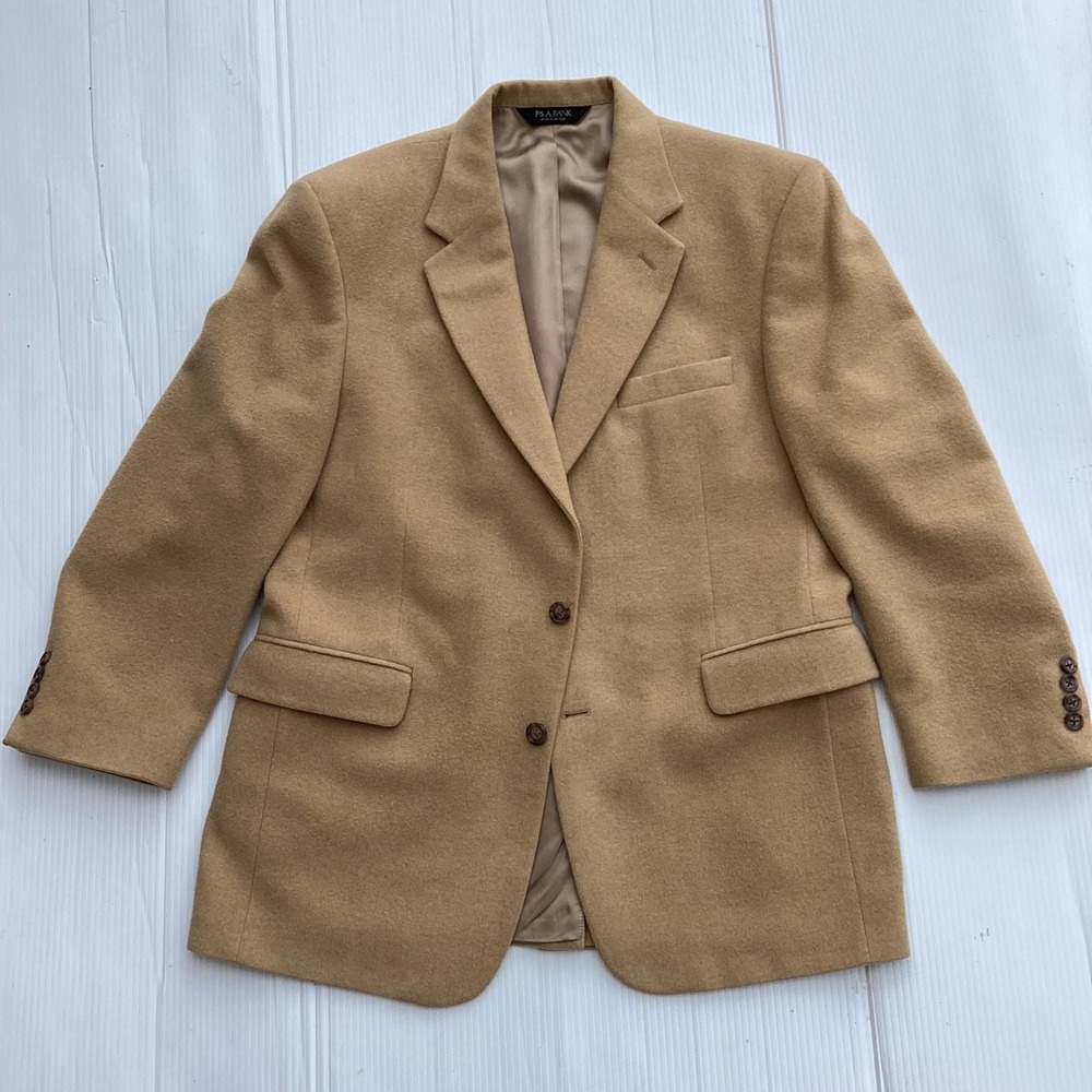 Jos A Bank Camel Hair Blazer Mens 42 Short Tan 2 Button Sport Coat Jacket